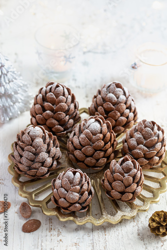 Christmas edible chocolate brownie pine cones