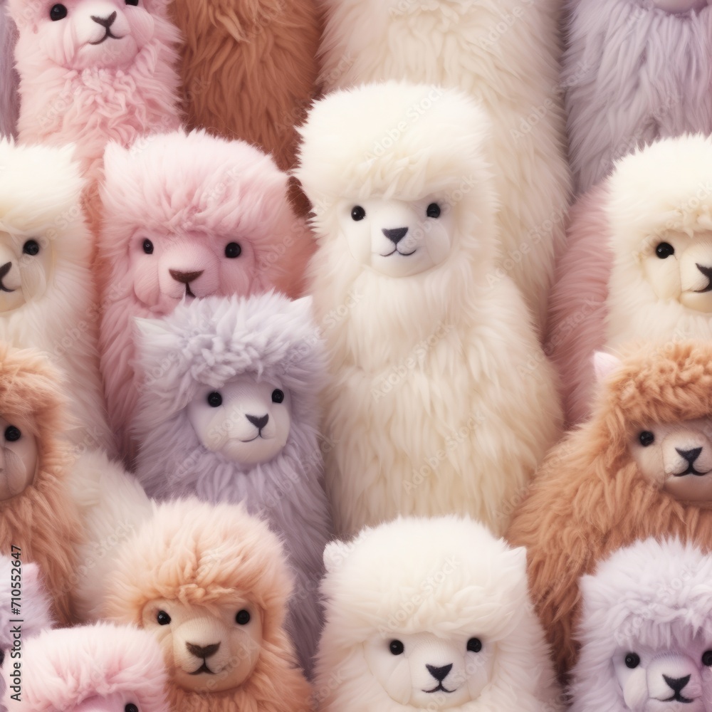 Lama cute plush Seamless Pattern. Fluffy, fur alpaca tile in pastel colors. Illustration with lama, animal background for textile, fabric, wrapping paper. Lama cute plush Seamless Pattern. Fluffy, fur alpaca tile in pastel colors. Illustration with lama, animal background for textile, fabric, wrapping paper.
