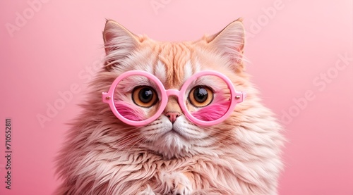 a cat with pink glasses photo