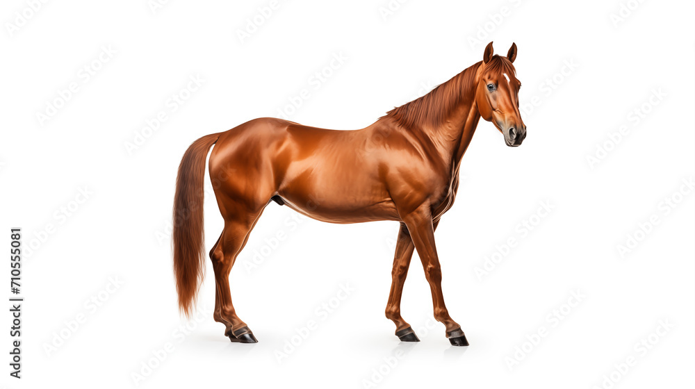 A brown horse on white background. A brown horse on white background.