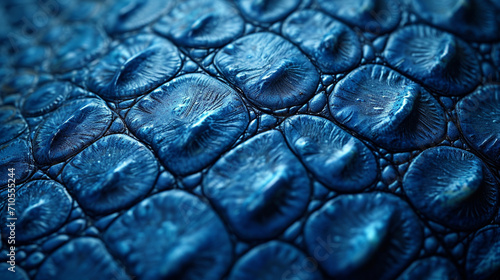 An artistic rendering of crocodile skin with a focus on the scales, tinted in cool blue tones.
