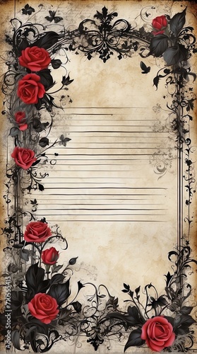 Frame with roses in vintage, Gothic style