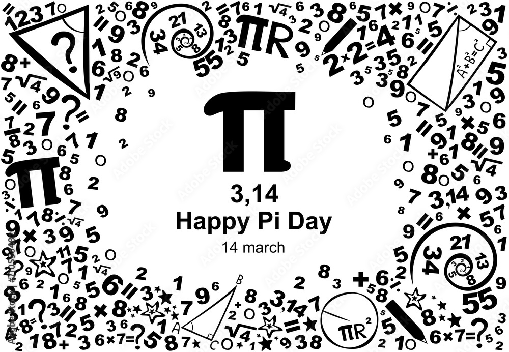 Happy pi day. Horizontal Banner.14 March. Web banner design background for header Templates.    Mathematics concepts background. Concept of education. Algebra, geometry, statistics, basic maths.  - obrazy, fototapety, plakaty 