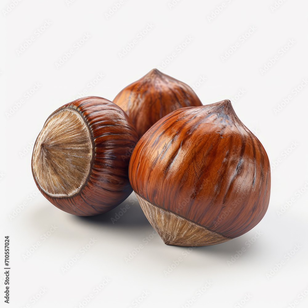 hazelnut, close up. White isolated background. hazelnut, close up. White isolated background.