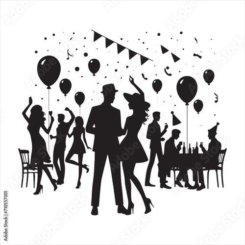 Vibrant Revelry Unveiled: A Mesmerizing Array of Party Silhouette Stock to Enhance Your Celebration-Themed Designs - Celebration Silhouette - Party Vector Stock
