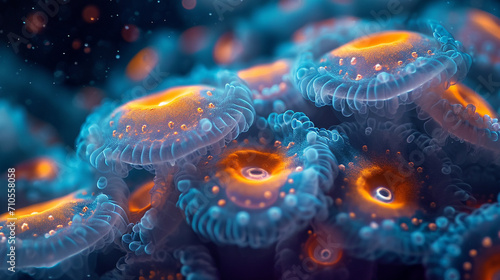 Detailed view of a Cyclospora cayetanensis oocyst under fluorescence microscopy.