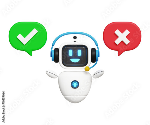 Free Download 3D online support service. FAQ concept. Chatbot for asking help, right choice, Q and A, help service concept. 3D Robot giving choice to accept or decline. 3d illustration - GFXLoad