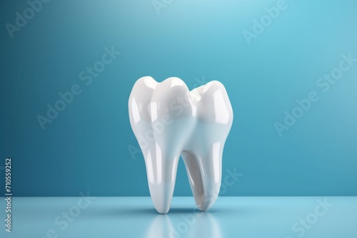 human tooth brush on blue background