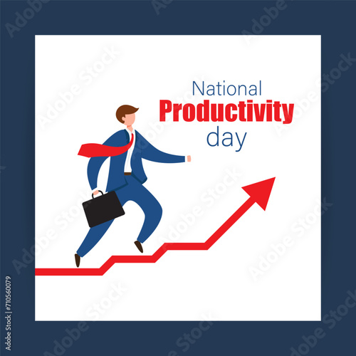 Vector illustration of National Productivity Day social media feed template © NAVIN
