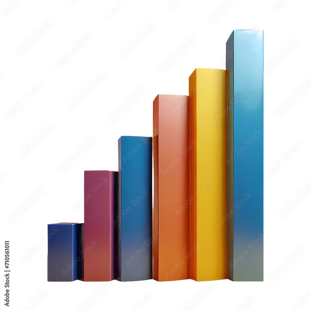 multi colior Bar Graph 3d isolated on transparent background multi colior Bar Graph 3d isolated on transparent background