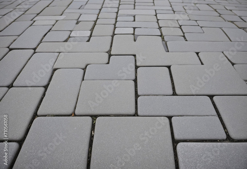 Blurred Gray Background with Textured Paving Stones