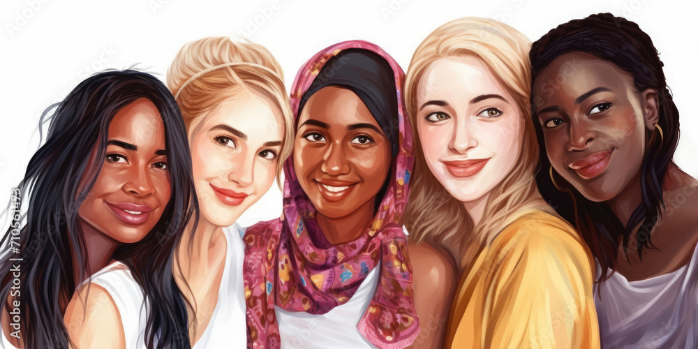 Group portrait of diverse beautiful happy young women Group portrait of diverse beautiful happy young women