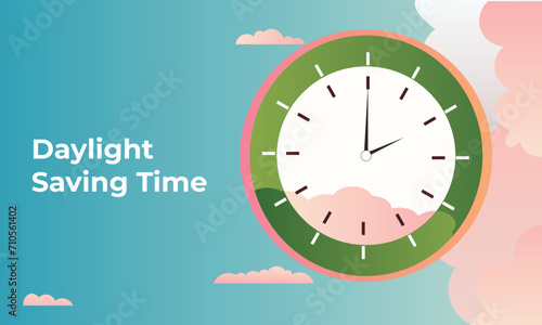Set the clock to daylight saving time. Vector illustration with message