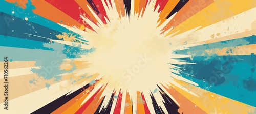 Abstract retro sunburst background with colorful grunge vintage banner design and distressed texture