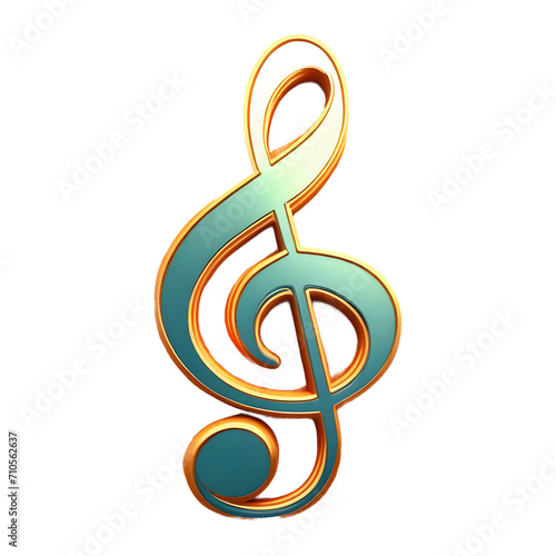 Treble Clef symbol 3d isolated on transparent background