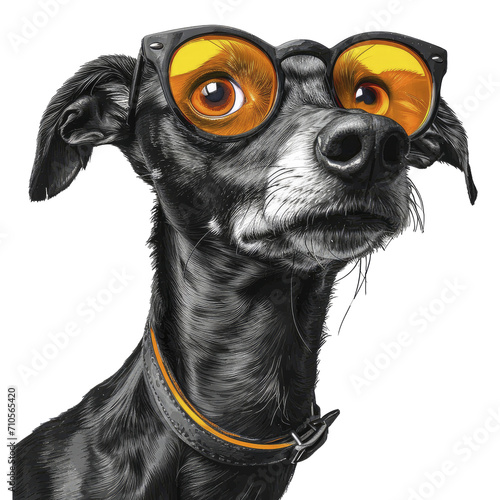 A Galgo Espaol In Spanish Sighthound Glasses, Isolate Images White Background photo