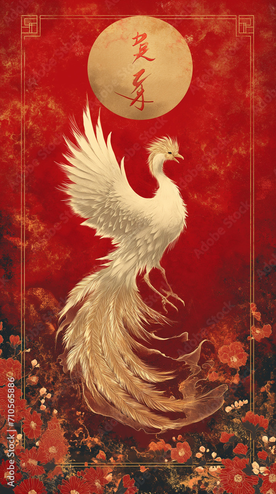 Majestic chinese Phoenix tarot card