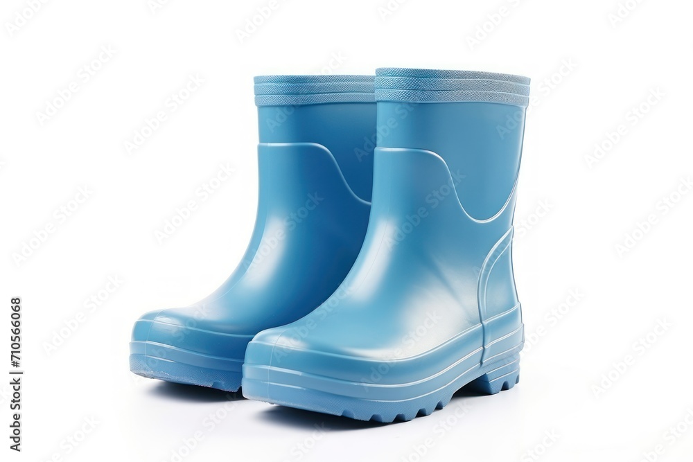 Blue kids rubber boots isolated on white Blue kids rubber boots isolated on white