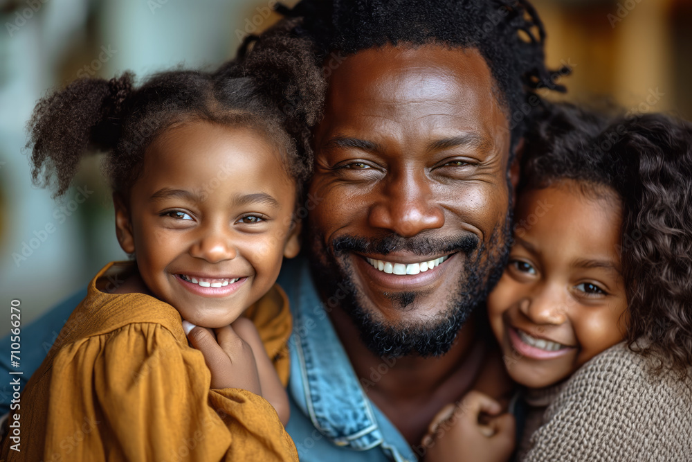 Portrait of a happy father with his daughters. Portrait of a happy father with his daughters.