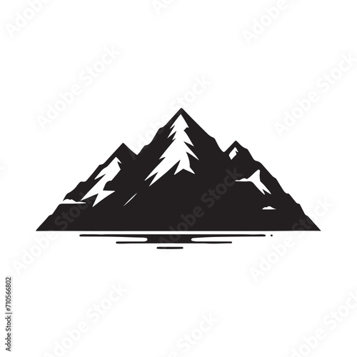 Celestial Summits Embodied: Majestic Mountains Silhouette Stock for Nature Enthusiasts - Nature Silhouette - Mountains Vector
