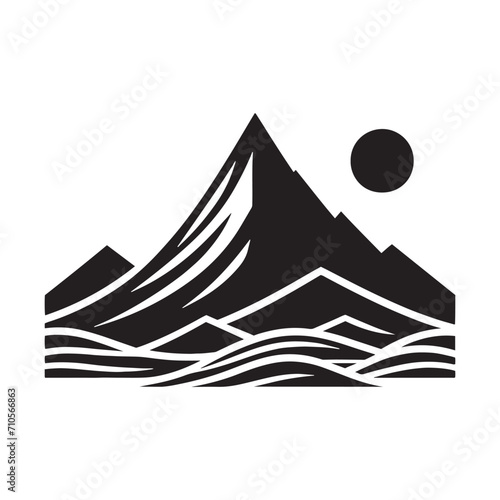 Peaks in Twilight: Mountains Silhouette Stock Perfectly Crafted for Nature Enthusiasts - Nature Silhouette - Mountains Vector
