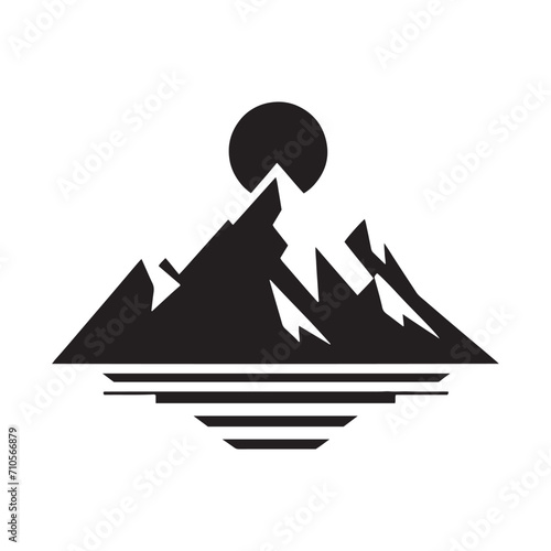 Alpine Reverie Illuminated: Timeless Mountains Silhouette Stock Images Tailored for Nature - Nature Silhouette - Mountains Vector
