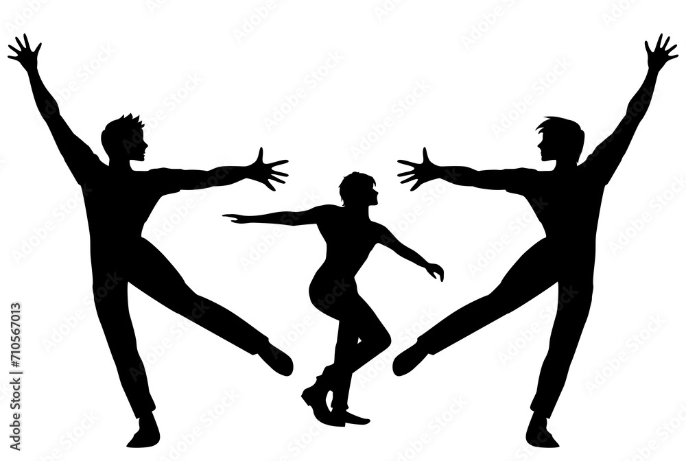 踊る男性3人のシルエット 踊る男性3人のシルエット