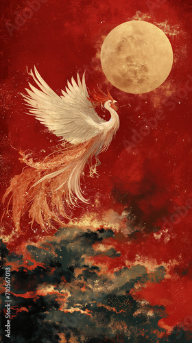 Majestic chinese Phoenix tarot card photo