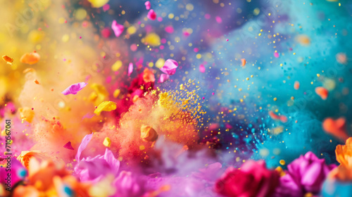 Bloom and Burst: Holi Color Explosion with Flowers