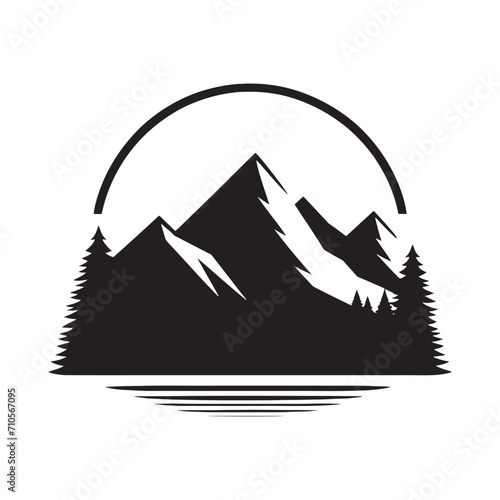 Alpine Symphony: Nature's Serenade in Exquisite Mountains Silhouette Stock Imagery - Nature Silhouette - Mountains Vector
