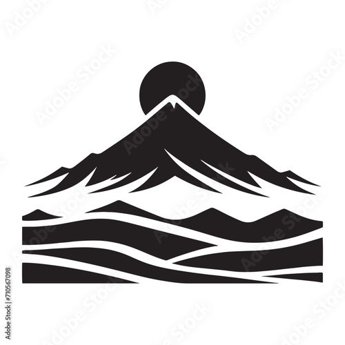 Majestic Peaks Unveiled: A Breathtaking Collection of Mountains Silhouette Stock for Nature Enthusiasts - Nature Silhouette - Mountains Vector
