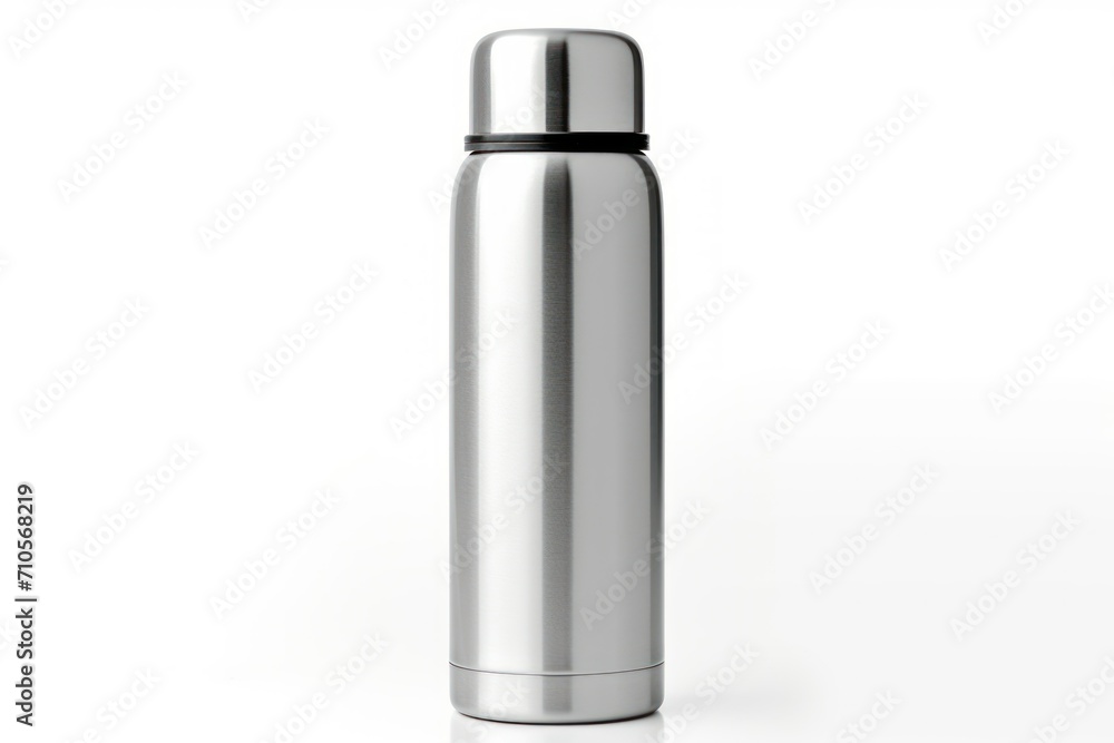 silver thermos bottle isolated on white background silver thermos bottle isolated on white background
