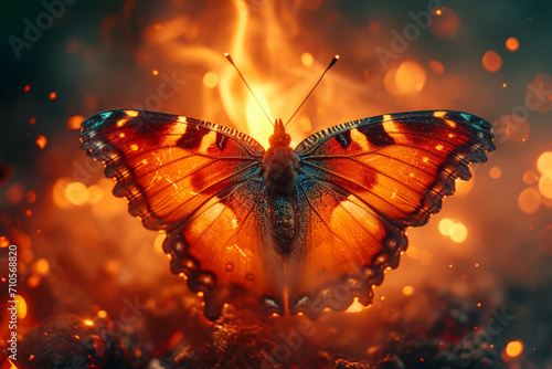 An artistic representation of a butterfly's resilience in a firestorm. © Natalia