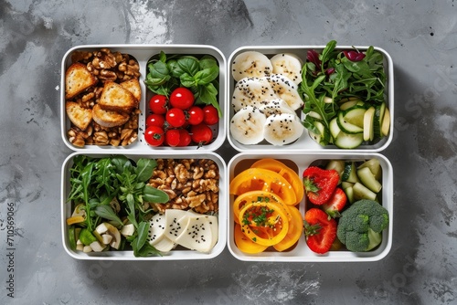 Healthy lunch in boxes. Zero waste concept.