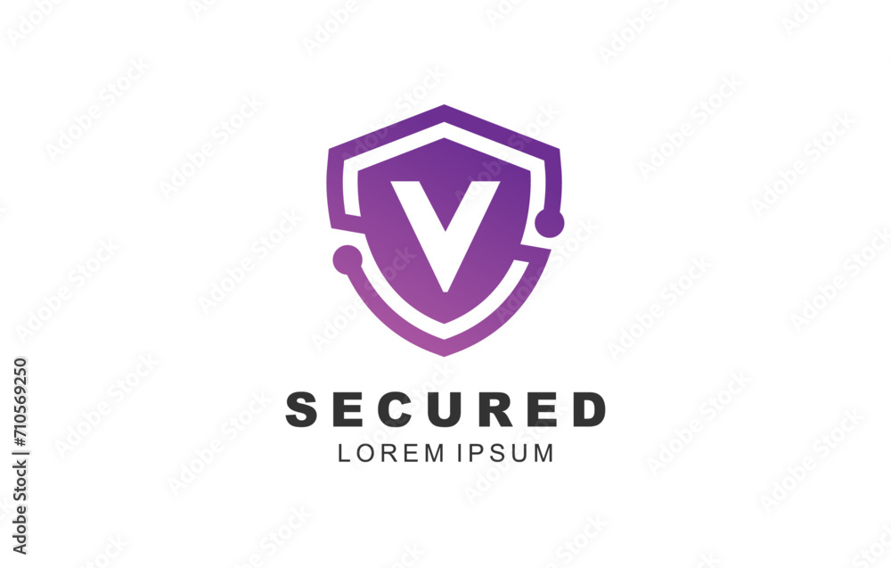 Fototapeta premium V Letter Shield logo template for symbol of business identity