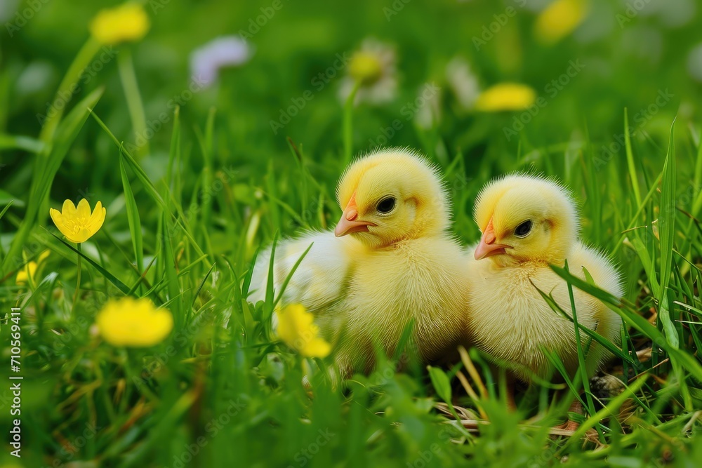 Small yellow chickens. Small yellow chickens.