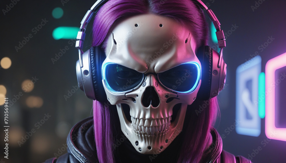 Modern Cyberpunk Skull Logo Designed by AI Modern Cyberpunk Skull Logo Designed by AI