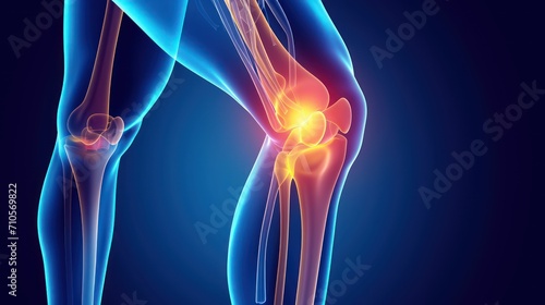 3d illustration of painful knee. Knee Pain concept. medical concept. photo