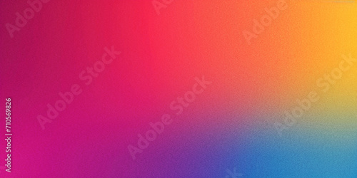 Vibrant Spectrum: An Orange, Pink, Purple, Blue, and Yellow Gradient Abstract Grainy Background Wallpaper Texture with Noise, Perfect for a Web Banner Design Header