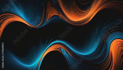 Vibrant rainbow, orange blue teal white psychedelic grainy gradient color flow wave on black background, music cover dance party poster design. Retro Colors from the 1970s 1980s, 70s, 80s, 90s style