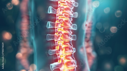 3d rendering x-ray image of human spine over medical background