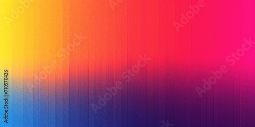 Sunset Symphony: Orange, Pink, Purple, Blue, and Yellow Gradient Abstract Grainy Background, Ideal for Web Banner Design with a Touch of Noise Texture