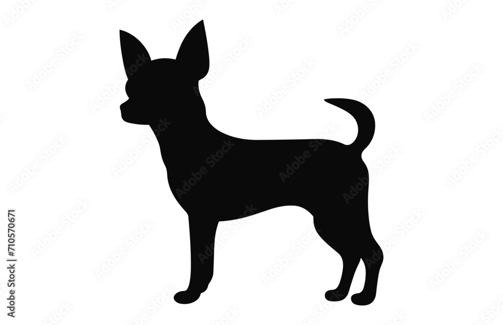 Chihuahua Dog Standing Silhouette vector black Clip art