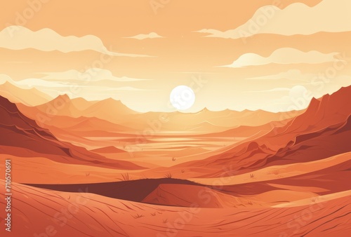 Desert Landscape With Mountains