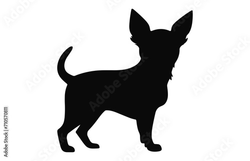 A Chihuahua Dog black Silhouette vector isolated on a white background