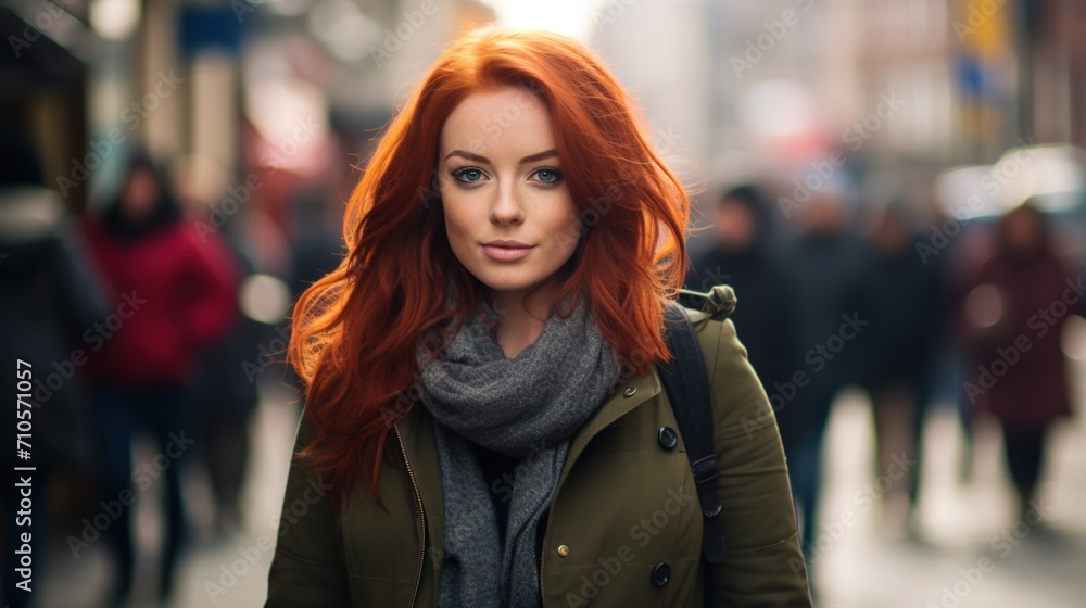 Young red hair plus size woman in the street Young red hair plus size woman in the street