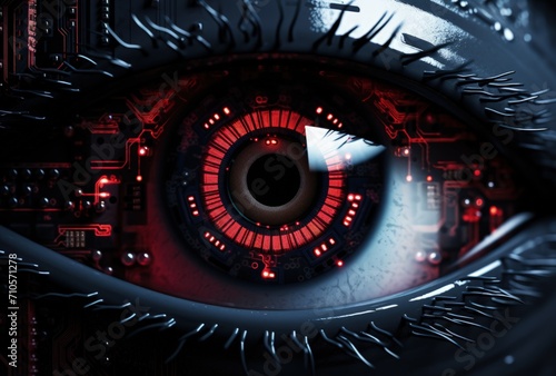 Close Up of Eye With Red Lights