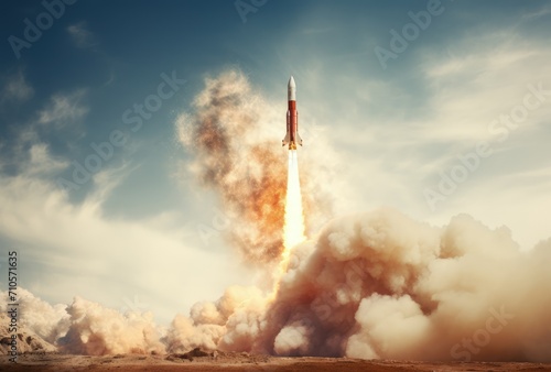Rocket Launching With Smoke