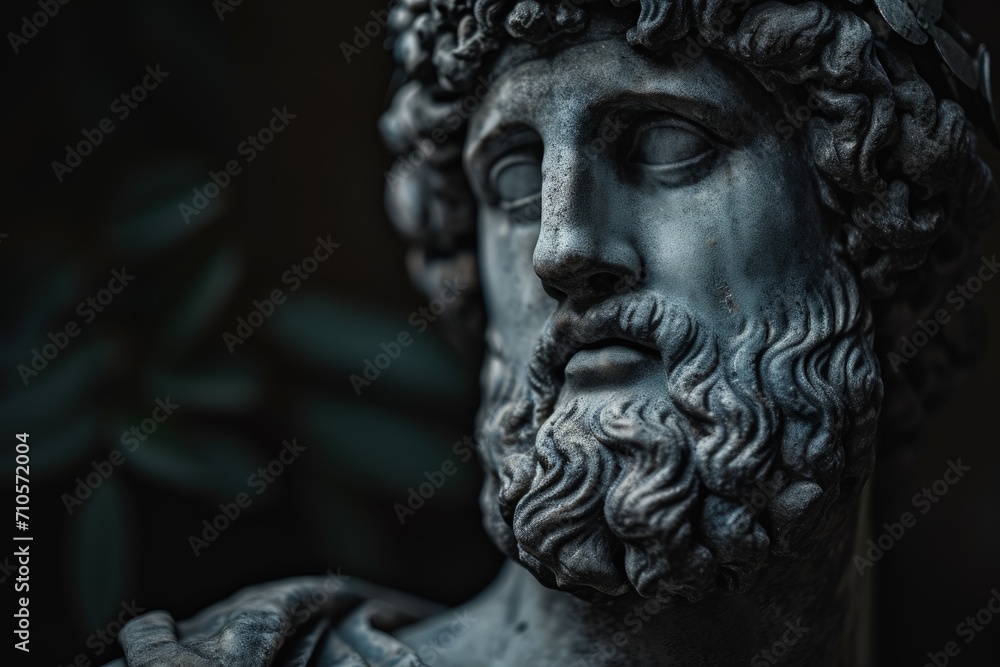 Close Up of Bearded Man Statue