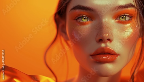 Woman With Orange Makeup and Eyes